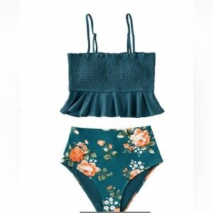 Two Piece Bikini Set Full Coverage Swimsuit Tummy Control Padded‎ NWT Size L